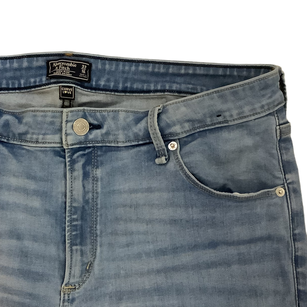 Abercrombie & Fitch Blue 33/16 L Women Curve Love High Rise Super Skinny Jeans - Picture 4 of 8